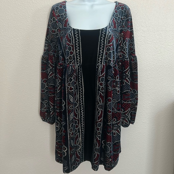 Free People Velvet Multicolor Long Sleeve Dress - Picture 2 of 6